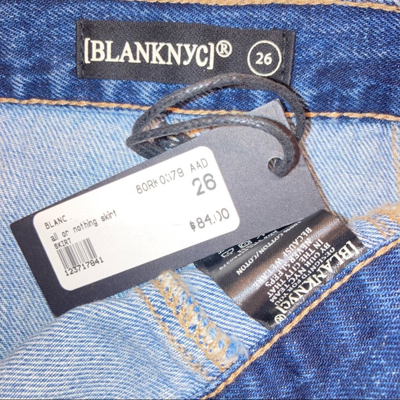 Blank NYC All or Nothing Denim Jean Skirt 26 Dolls Kill patchwork denim skirt - Picture 12 of 13